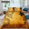 Red Base Black Dragon Print Duvet Cover Set Chinese Dragon Pattern Bedding Sets Full Size Microfiber 2/3 Pieces Comforter Sets