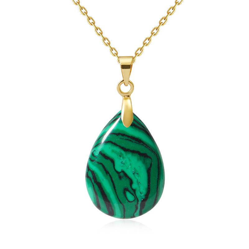 New Fashion Natural Stone Crystal Pendant Teardrop Simple Pendant Necklace Earrings Making Jewelry With Chain Collar