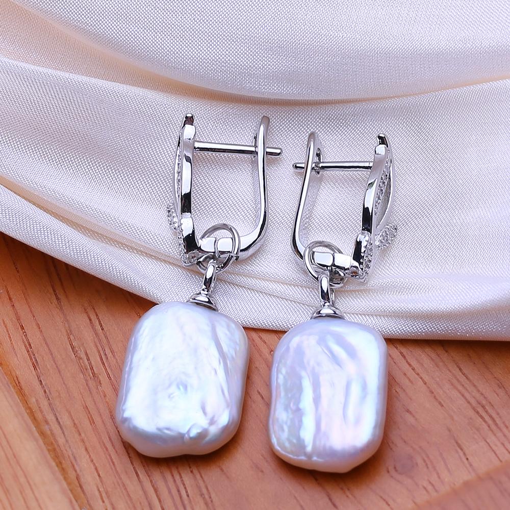 LSOOYH Natural Freshwater Big Irregular Baroque Pearl Earrings For Women Fashion Silver Color Drop Earrings Birthday Gifts
