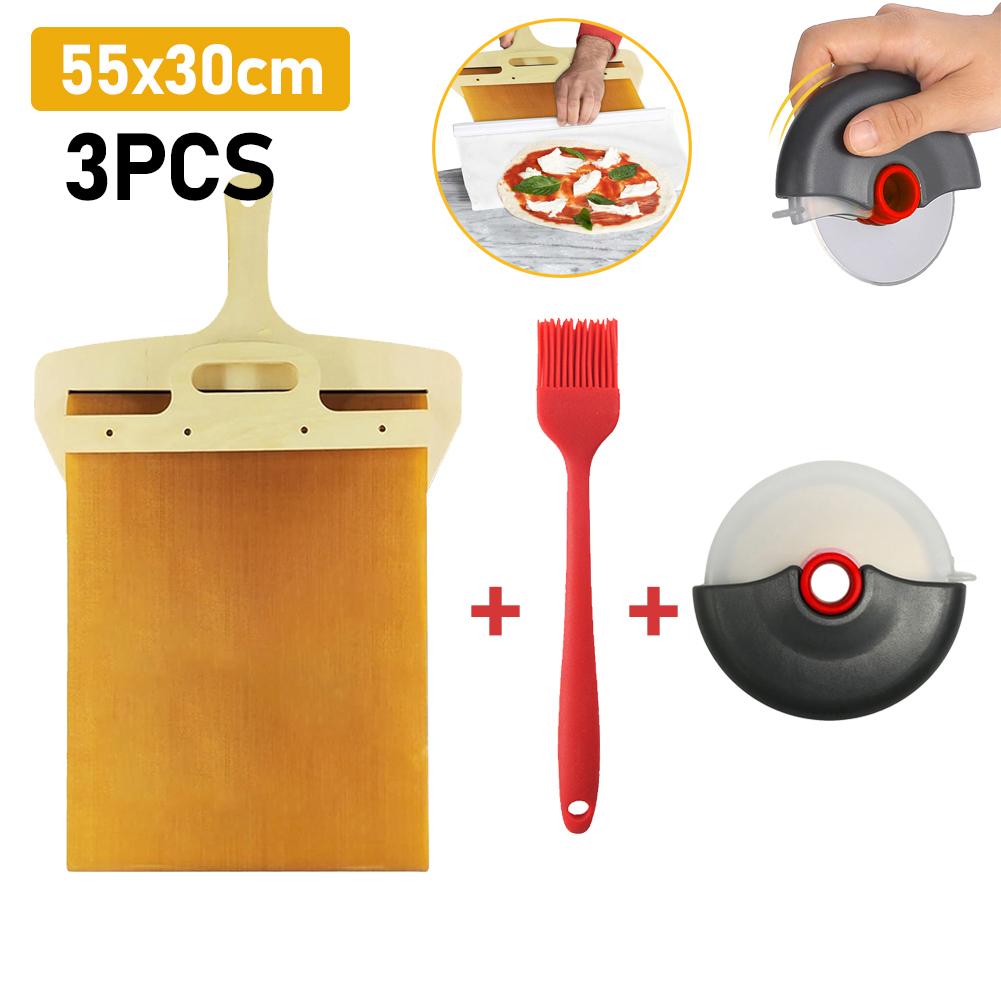 Sliding Pizza Peel Pala Pizza Scorrevole Pizza Transfer Shovel Non-Stick Pizza Peel Shovel with Handle Baking Supplies 45/55cm