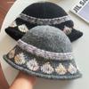 Warm Knitted Bucket Hat Elegant Dome Hats Fashion Fisherman Cap  Autumn Winter