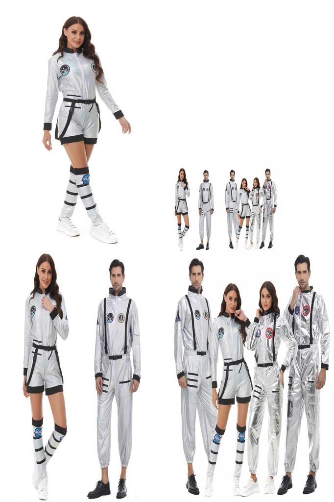 Stylish Adult Couples Cosplay Costume For Halloween Featuring Space Suit Design And Comfortable Fit