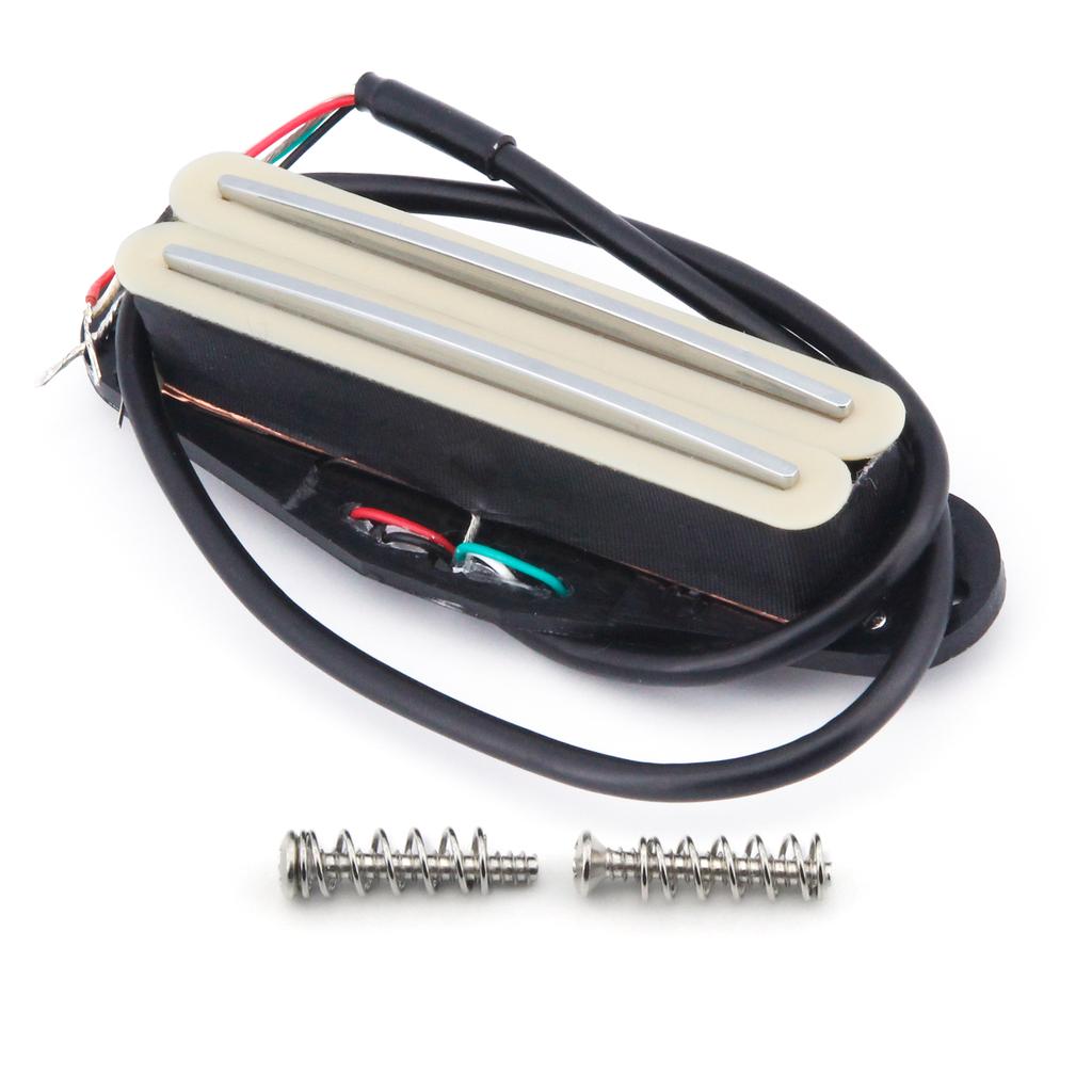 FLEOR 1PCS Cream Yellow Ceramic Electric Guitar Dual Rails Pickup Single Coil Sized Humbucker Pickup For ST Guitar, 6K/9K/12K
