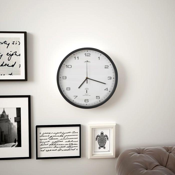 VidaXL Horloge Murale Radioguidée Mouvement à Quartz Blanc et Noir Cuisine Salon 50617