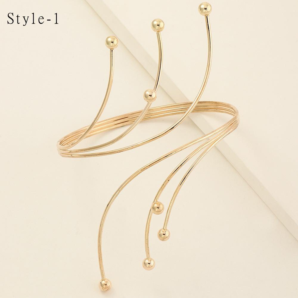 Retro Golden Geometric Pattern Arm Chain Bracelet Leaf Butterfly