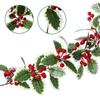 1-10PCS Artificial Holly Leaf and Red Berry Garland Wall Hanging Christmas Decoration Faux Vine for Home Holiday Atmosphere