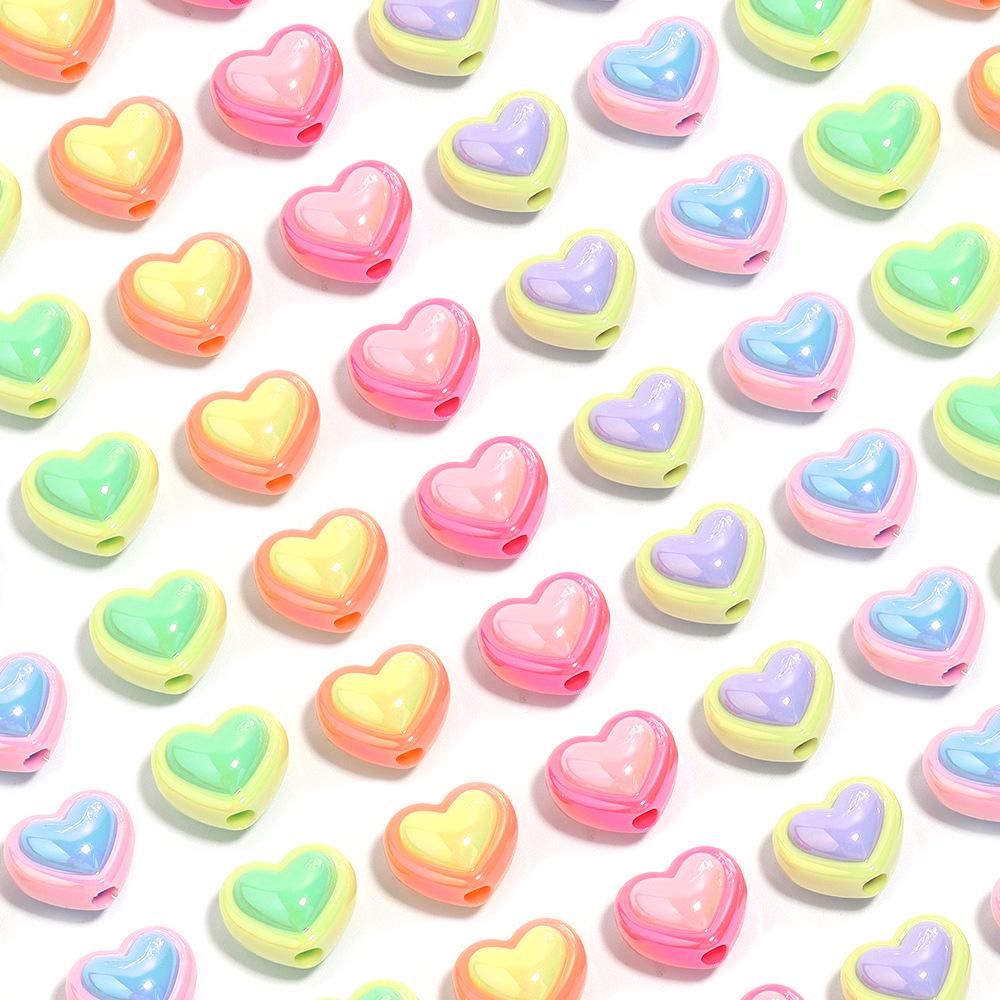 10-Pack Acrylic UV-Plated Two-Color Peach Heart Bead Phone Chain Pendant