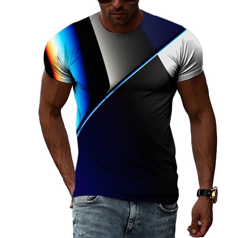 Summer Fashion Abstract Multidimensional Graphic T Shirts For Men Casual 3D Print Harajuku Personality Round Neck Short Sleeve
