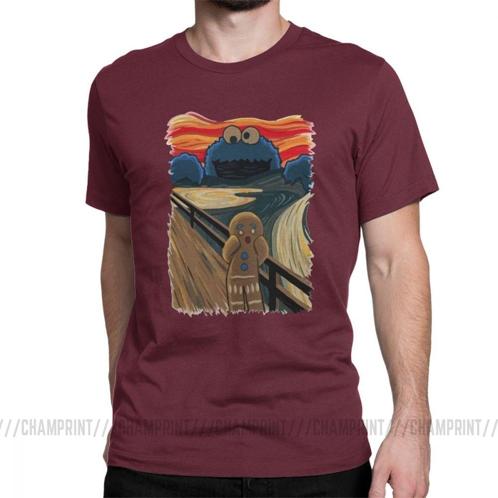 Famous Painting Harajuku Clothing Shouting Screaming Gingerbread Men S T Shirts Sesame Street Tee Shirt Cookie