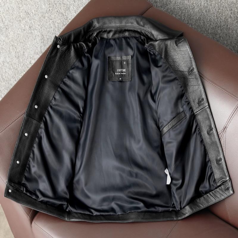 New Mens Leather Vest Genuine Cowhide Slim Fit Short Waistcoat Biker Jacket Fashion Trend