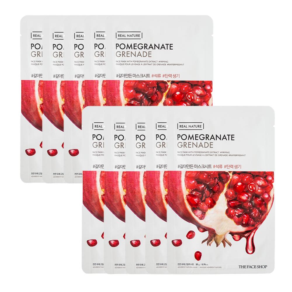 The Face Shop Pomegranate Real Nature Mask Sheet (1 Sheet × 10 Packs)