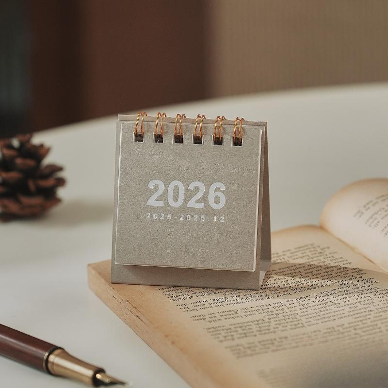 

1pc 2026 Mini Simple Calendar Small Desk Calendar Creative Coil Calendar Planner Desktop Decoration Office Stationery