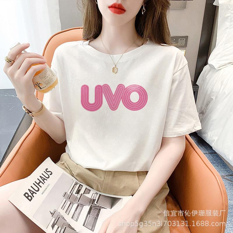 Cotton White Short Sleeve T-shirt Women's Summer Fashion Brand Loose T-shirt Top