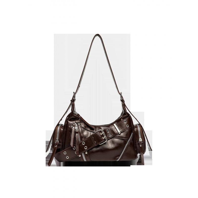 2026 Women's Retro Motorcycle Single Shoulder Bag - Large Capacity Versatile PU Leather Crossbody