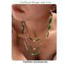 Collier Bambou Pierre Dongling Verte Qiong Yao: Chaîne de clavicule élégante et polyvalente en acier inoxydable pour femmes