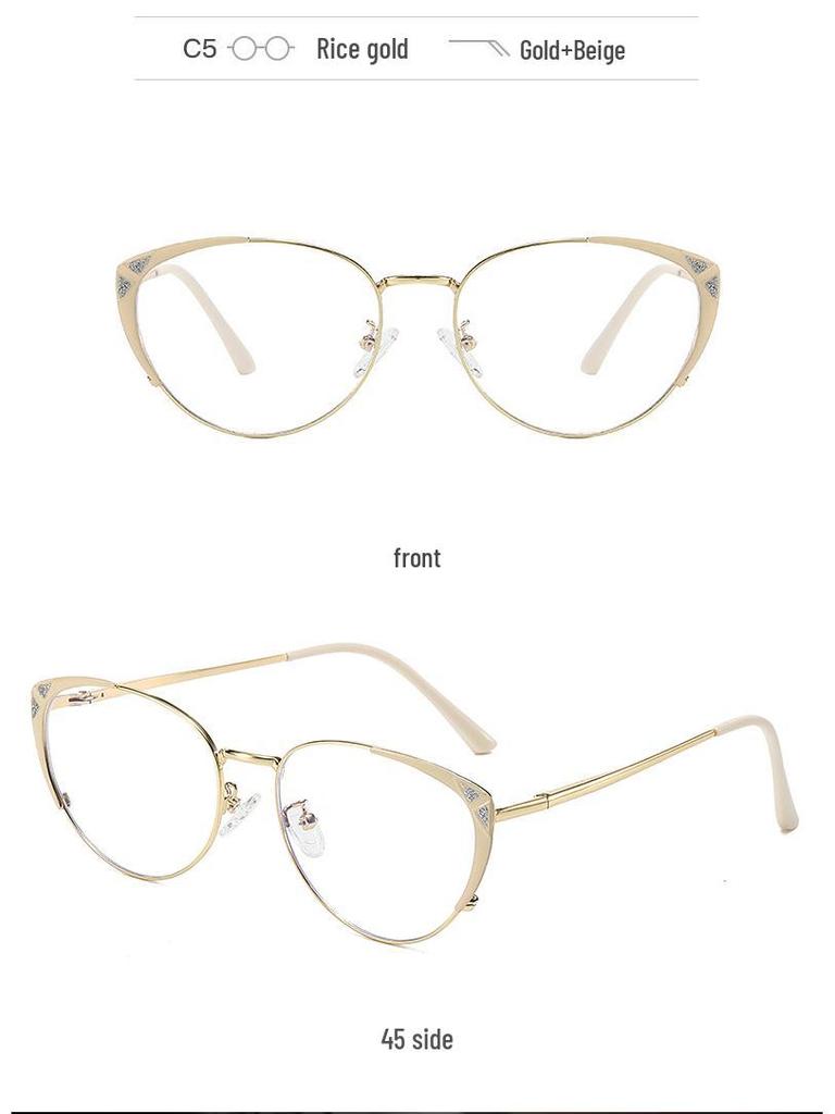 2025 Unisex Metal Cat Eye Glasses, Myopic-Ready, Anti-Blue Light