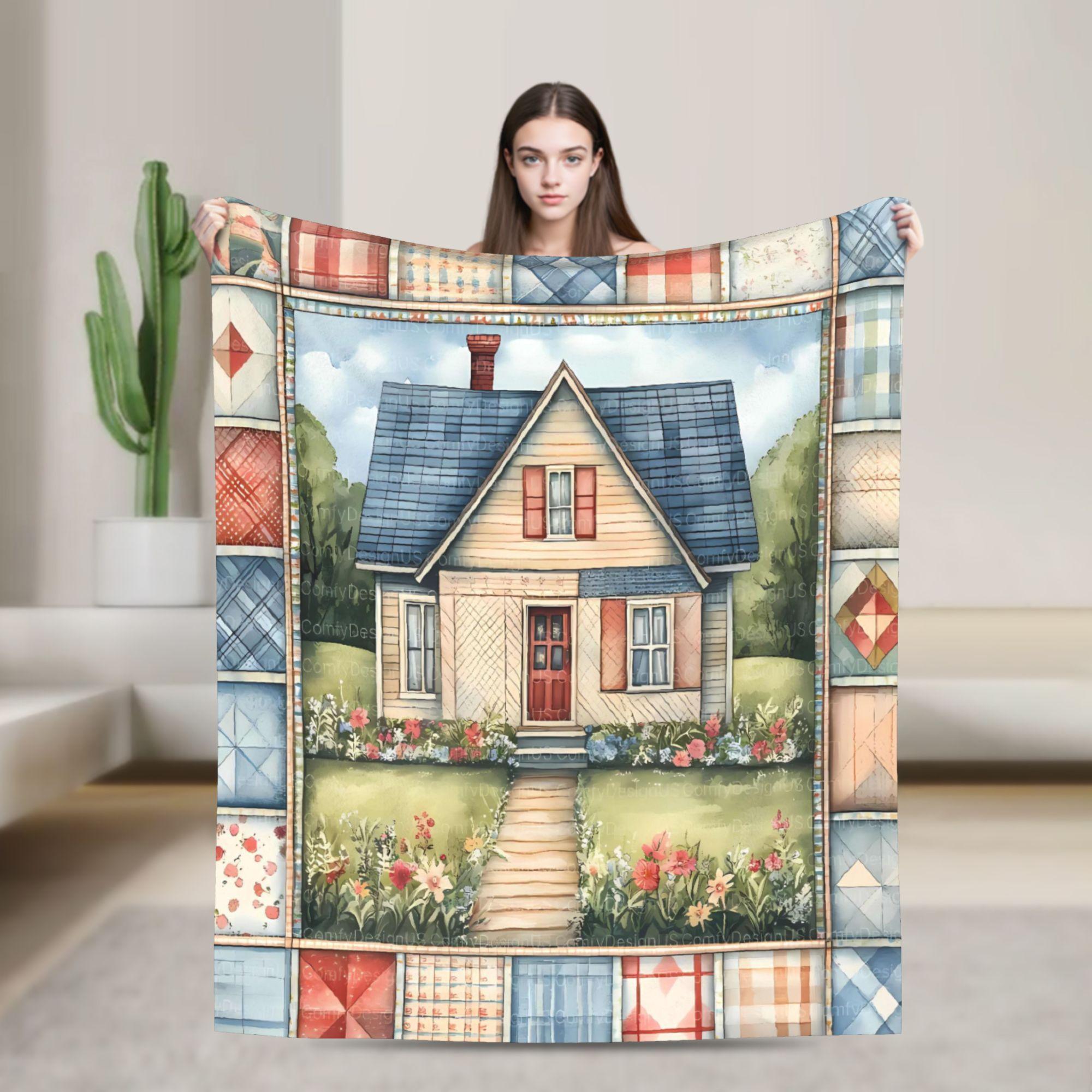 

Cottage Quilted House Blankets Quality Super Soft Bedding Throws Spring Child Bedroom Fashion Bedspread 75cmx90cm чёрный