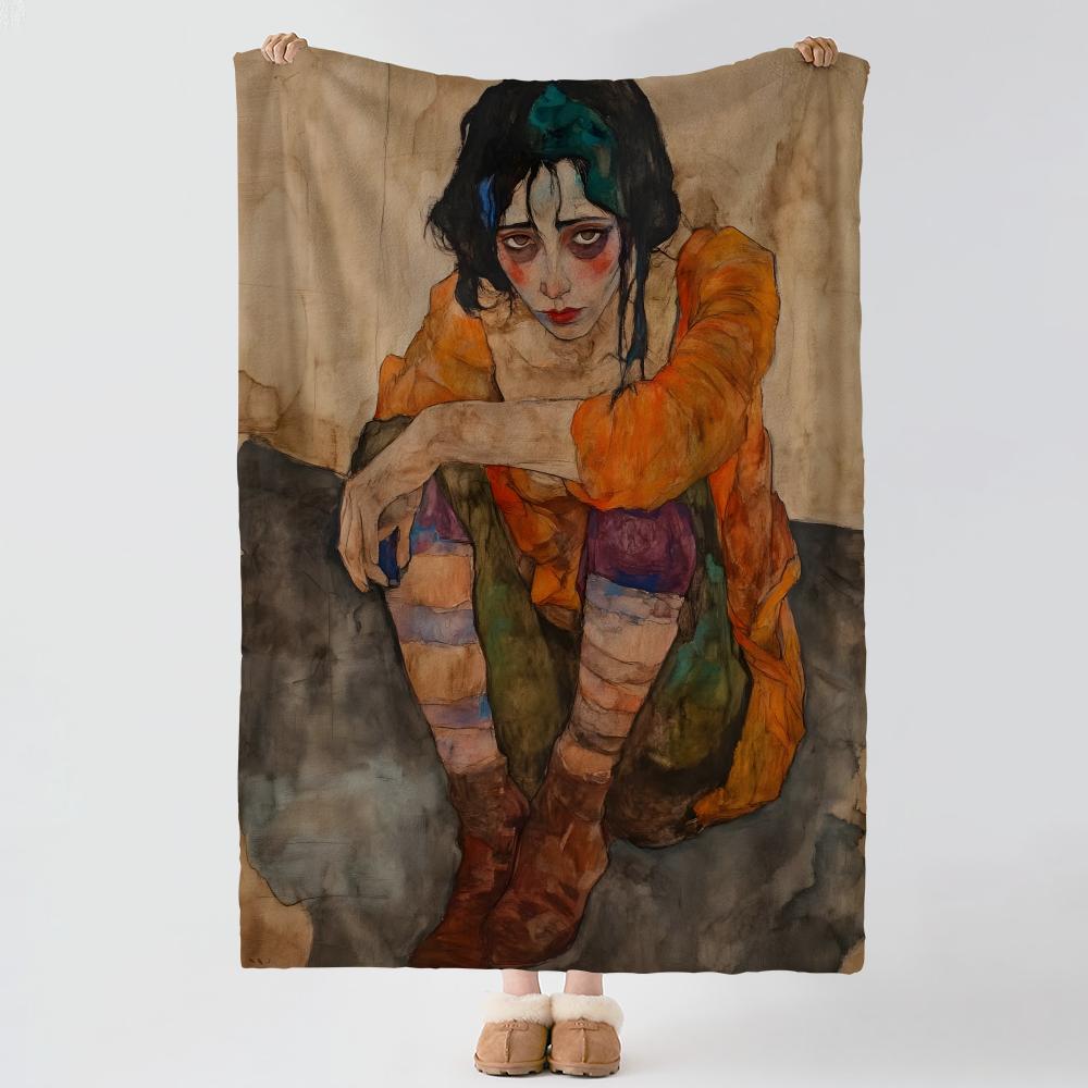 artist E-Egon Schiele-e Throw Thick Comfort Flannel Quilt, Multi-scene Use Indoor Outdoor Daily Nap