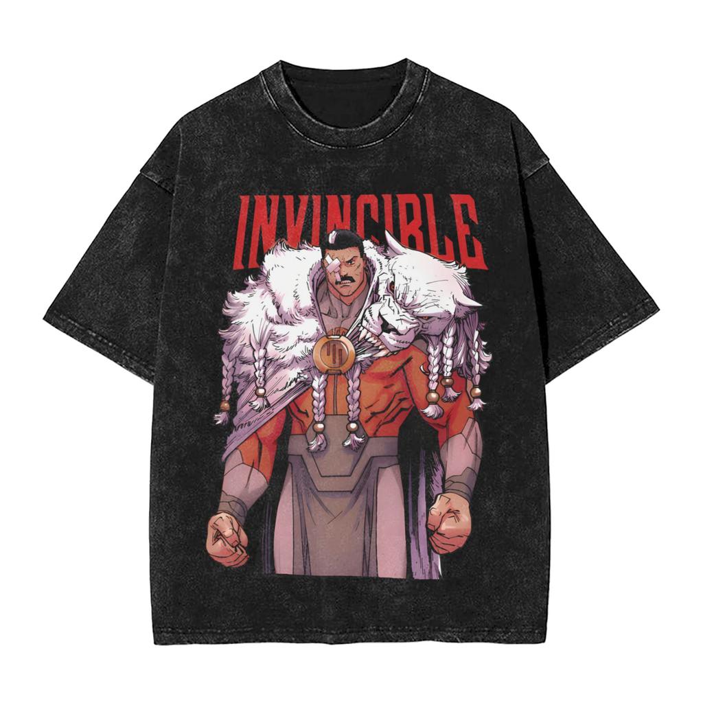 Lonely Viltrumite Invincibles Washed T Shirt Man Y2k Basic Cotton T Shirts Summer Crew Neck Leisure Tees Print Big Size Clothes