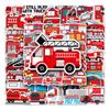 50 Fire Truck Graffiti Stickers - Cartoon, Waterproof, DIY for Children's Journals, Skateboards, & Luggage