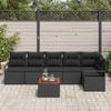 7 Piece Garden Sofa Set with Cushions Black Poly Rattan