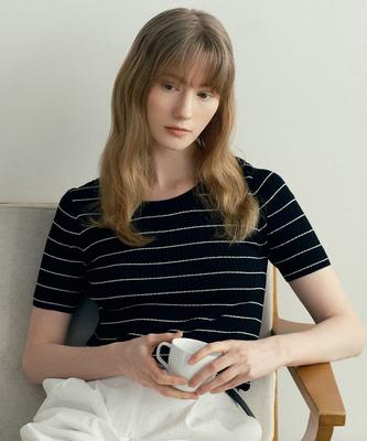 MIND BRIDGE WOMEN [W] Striped Slim Fit Knit - 2 Colors