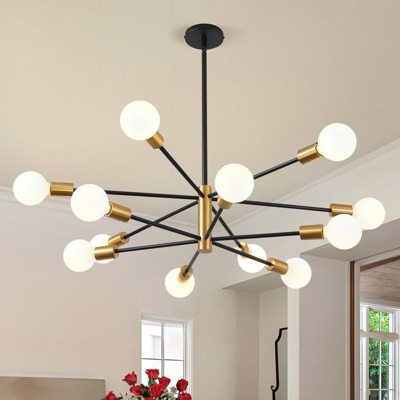 Modern LED Chandelier Retro Black Gold Multi Head Pendant Light For Living Room Restaurant Coffee Shop Office Decorative Lamps