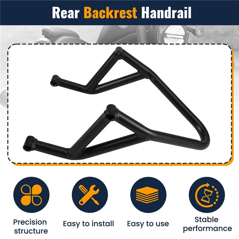 A28G-Motorcycle Black Passenger Sissy Bar Rear Backrest Handrail For Honda Rebel 2017- Black Cm500