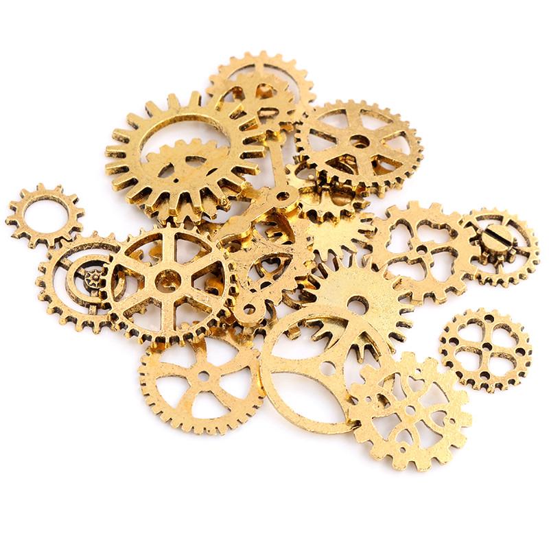 Mix 50pcs Vintage Gear Steampunk Charms Pendant Antique Bronze 8 Colors Fit Bracelets Necklace DIY Metal Jewelry Making