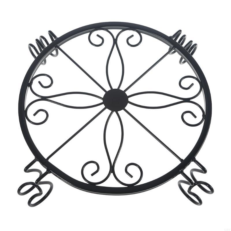 Винтажная металлическая подставка для растений Цветочный горшок Европейская кованая цветочная подставка X3UC чёрный