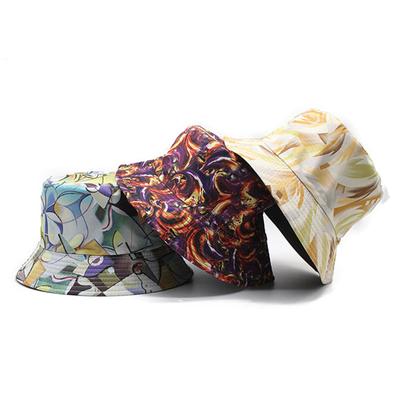 Bucket Hat Personalized Double-Sided Flower Pattern Printed Pot Hat Outdoor Men'S Travel Sunscreen Sun Hat
