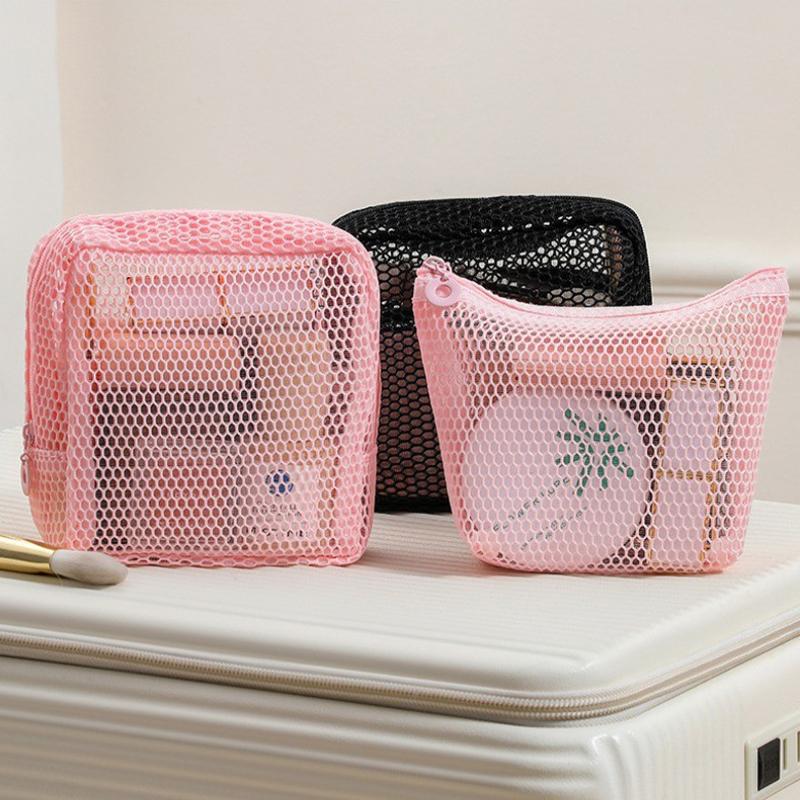 Quadratische Netz-Kosmetiktasche Tragbare Lippenstift-Kosmetik-Aufbewahrungstasche Mit Reißverschluss Mehrzweck-Kleinkram-Aufbewahrungstasche Niedriges Schülertäschchen