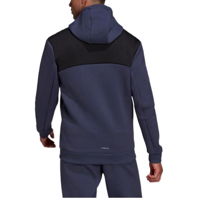 adidas Veste à capuche zippée avec application logo couleur unie pour homme Hauts Bleu HC5780