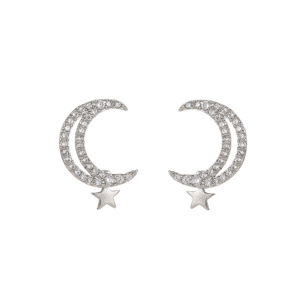 Women Fashion Star Moon All Matching Zircon Earrings