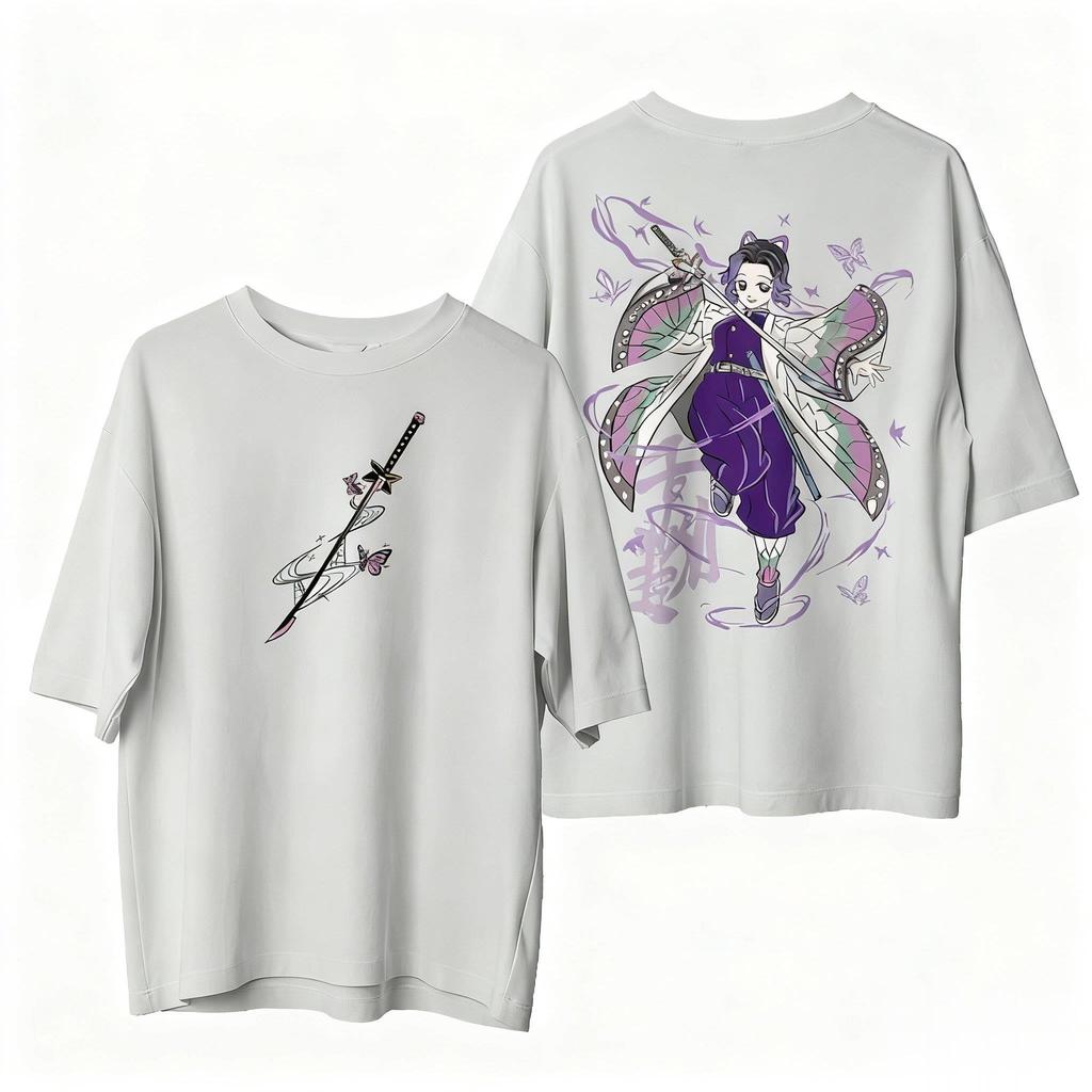 Demon Slayer Anime T Shirt Women Men Shinobu Kocho Graphic Print Oversized Cotton Tee 2026 Summer Kawaii Casual Streetwear Tops