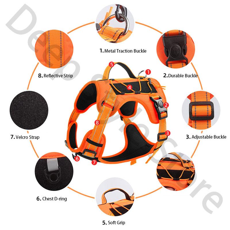 Pet Tactics Harness Multi Functional Nylon Reflective Dog Adjustable No Pull Comfortable Control Dog Chest Harness Pet Supplies