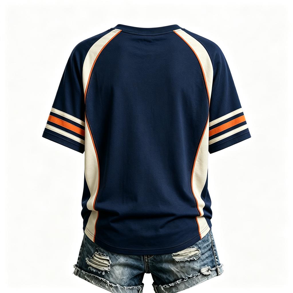 Women's Casual Rugby Print Short Sleeve Neck T-Shirt, Lightweight Breathable Top