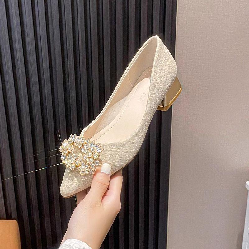 French Thick Heel Single Shoes Women's High Sense Is Not Tired Feet Two Wear Wedding Shoes Women's Fashion Women's Single Shoes 2025 Spring and Summer