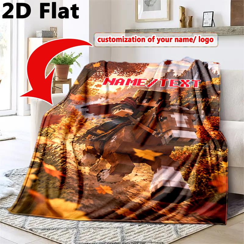 Custom name/text Minecraft Steve Mystery Cube Blanket Suitable All Seasons Soft Comfortable Office Blanket Holiday Birthday Gift Blanket Soft Comforta