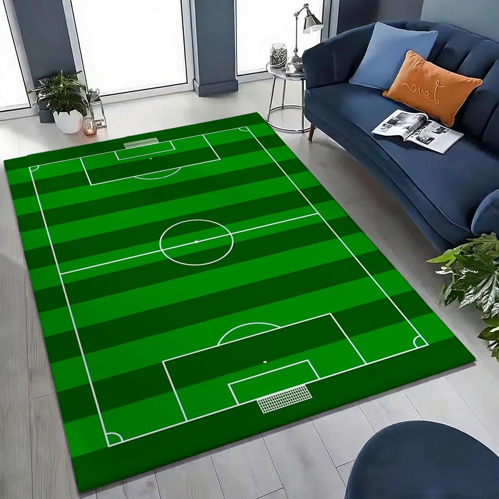 Soccer Ball Green Field Rectangular Rug Nonslip Durable Carpet For Gaming Room Study Living Room Home Party Decor Holiday Gift