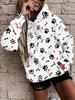 Women's Casual Sweatshirts Various Sizes of Cat and Dog Paw Prints Bones and Heart Print Casual Fashion Hooded Sweatshirts