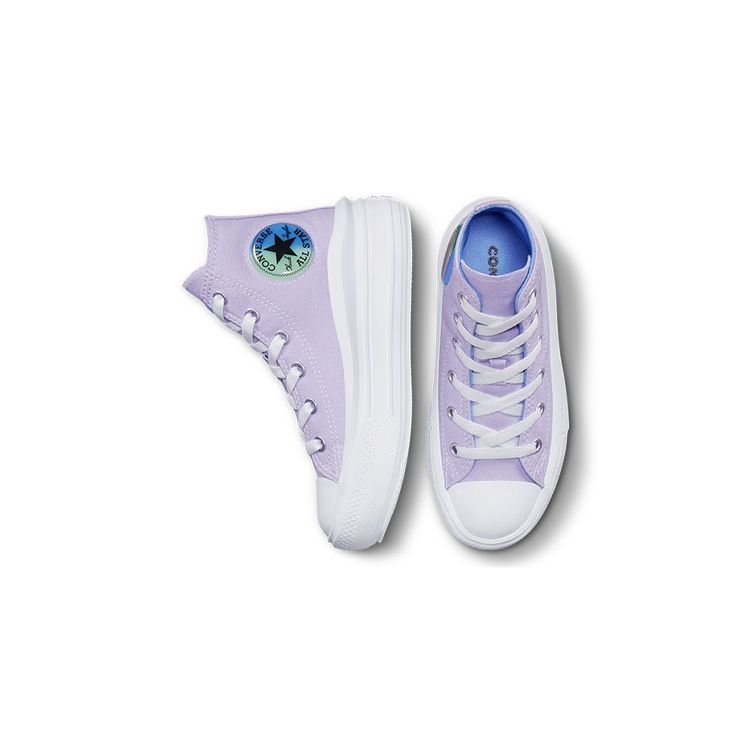 Converse Chuck Taylor All Star Move Platform High PS Gel Patch Kids Sneakers Purple Moonstone-Violet Royal-Pulse A02496C