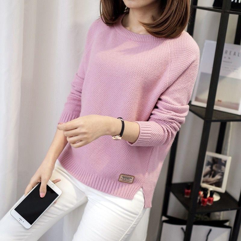 Spring and Autumn Women's Loose Round Neck Pullover Sweater