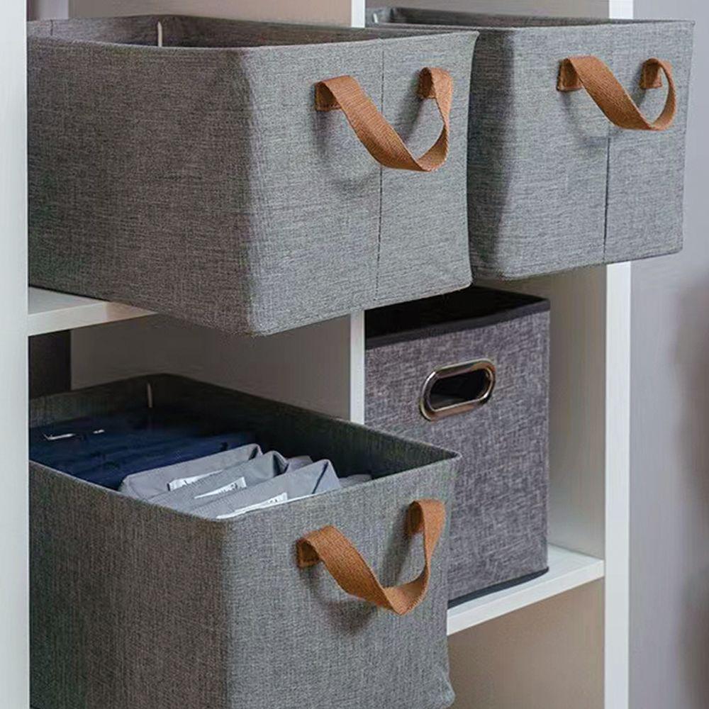 Washable Cationic Fabric Iron Frame Storage Box with Handles, Foldable Design