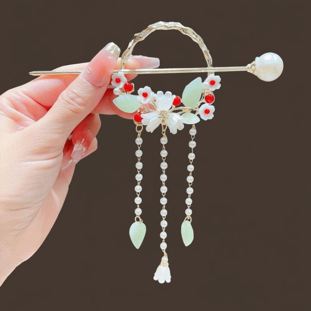 Vintage Hanfu Hairpin Elegant Pearls Hair Sticks Gift Floral Hair Accessory  Wedding