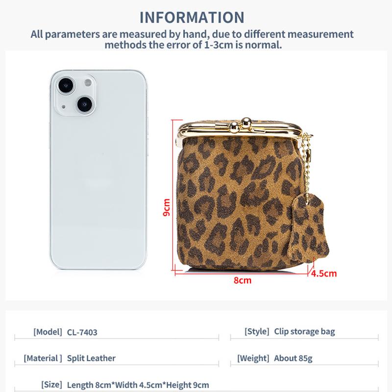 New Arrival Square Leopard Print Leather Small Purses Women's Portable Coin Money Wallets Earphone Lipstick Pouch Card Holders