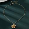 Golden Dopamine Style Flower Pendant Necklace for Women 2026 New Trend Wrinkled Choker Wedding Gifts Accessories