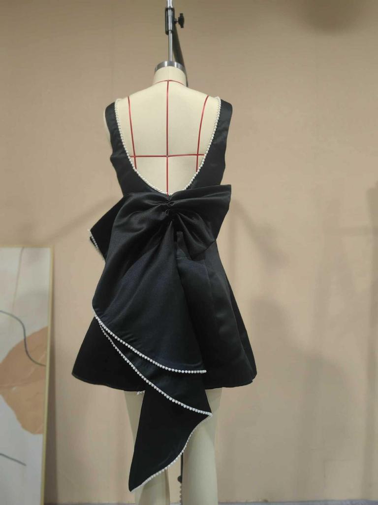 Pearl Bow A-line Backless Summer Dress for Women