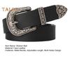 Women Retro Belt Solid Color Faux Leather Waistband Adjustable Length Multi Holes Design Jeans Belt Costume Accessories