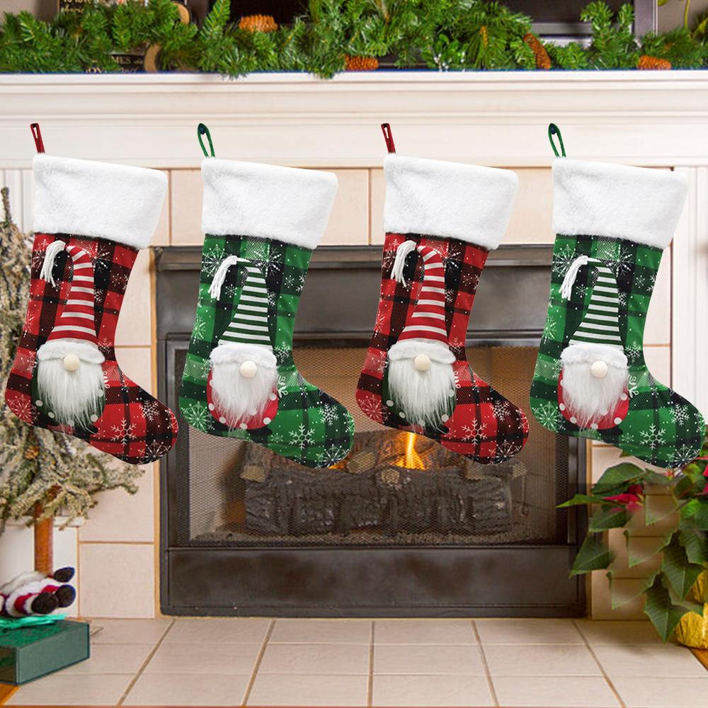 

Рождественский комплект чулок, классические мешковины, клетчатая декоративная вечеринка, домашний подарок